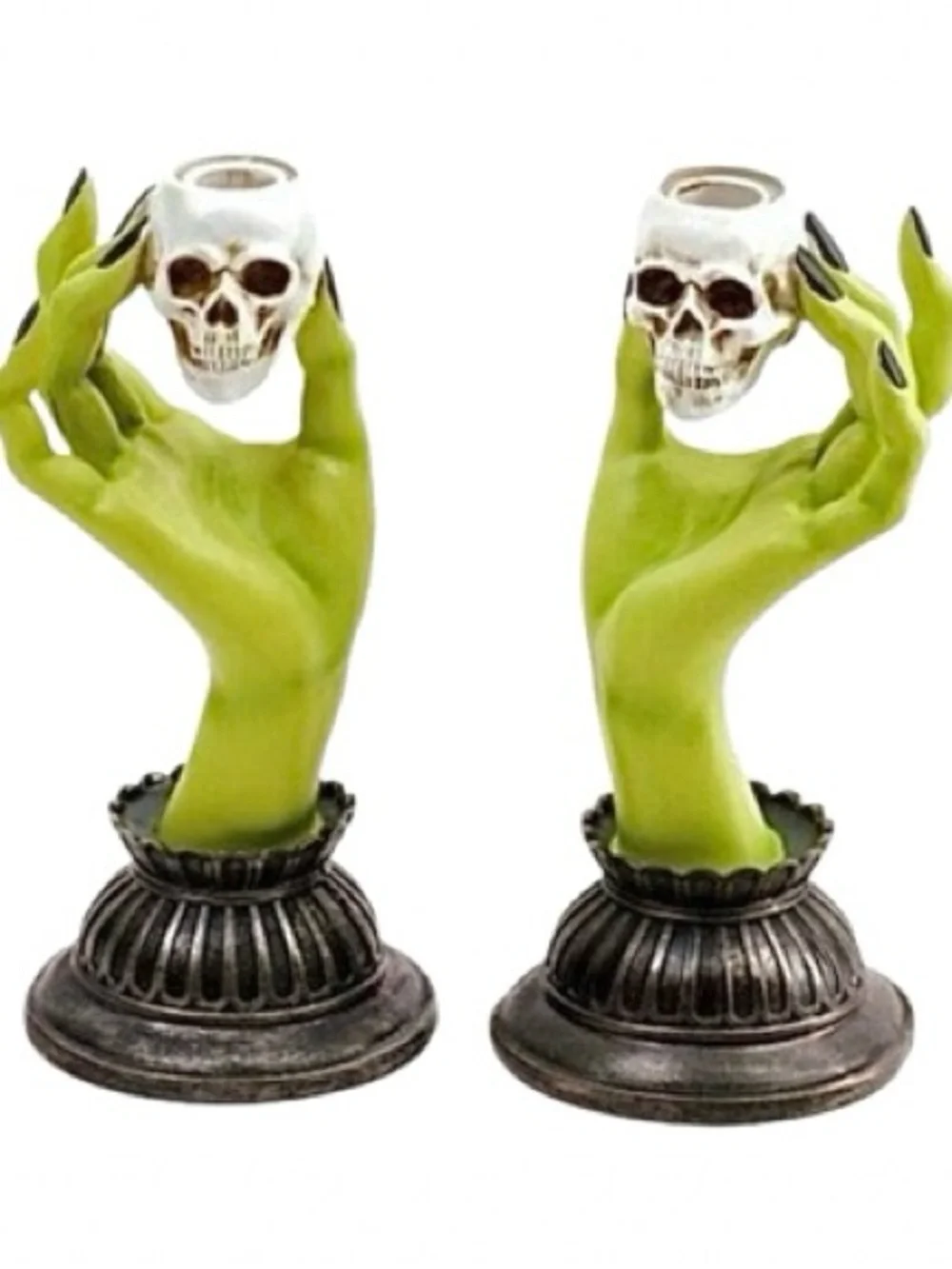 🆕- Martha Stewart Halloween Pedestal Witch Hands Candle Holders